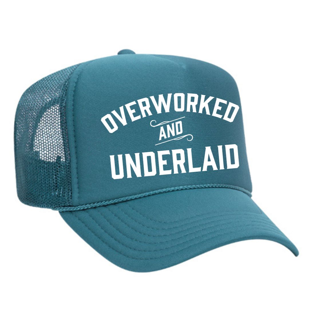 Overworked and Underlaid Trucker Hat