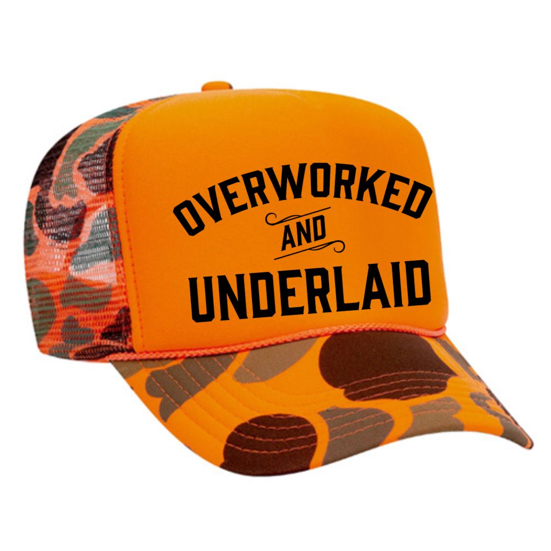Overworked and Underlaid Trucker Hat