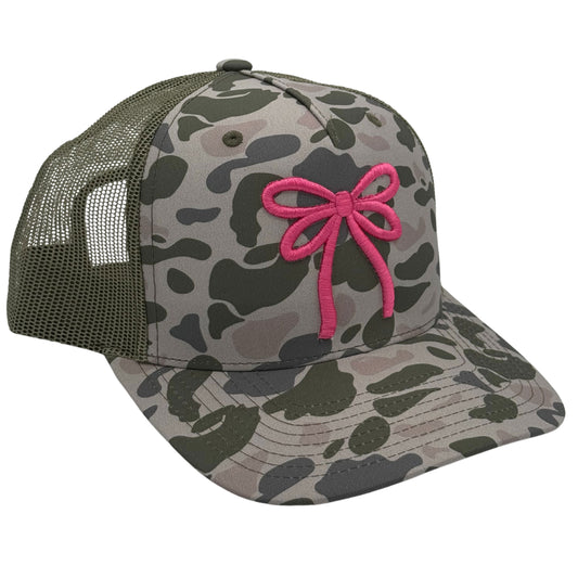 Camo Bow Embroidered Trucker Hat