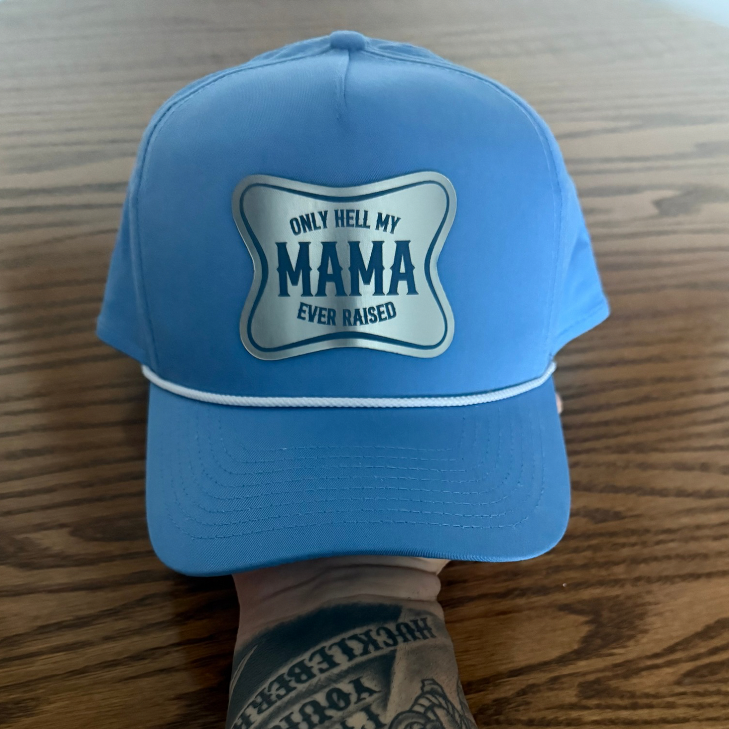 The Only Hell My Mama Ever Raised Metallic Patch Hat