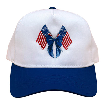 Flag & Bow Embroidered Hat