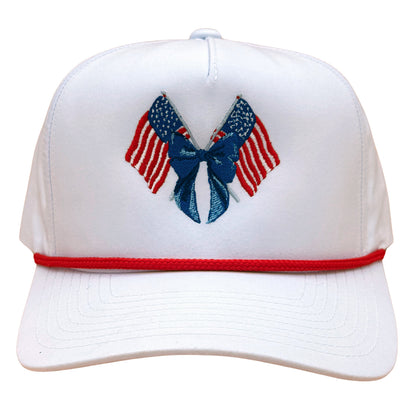 Flag & Bow Embroidered Hat